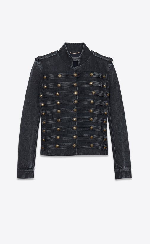 SAINT LAURENT カジュアルジャケット レディース オフィサーベスト(フェーデッドブラック/デニム) a_V4